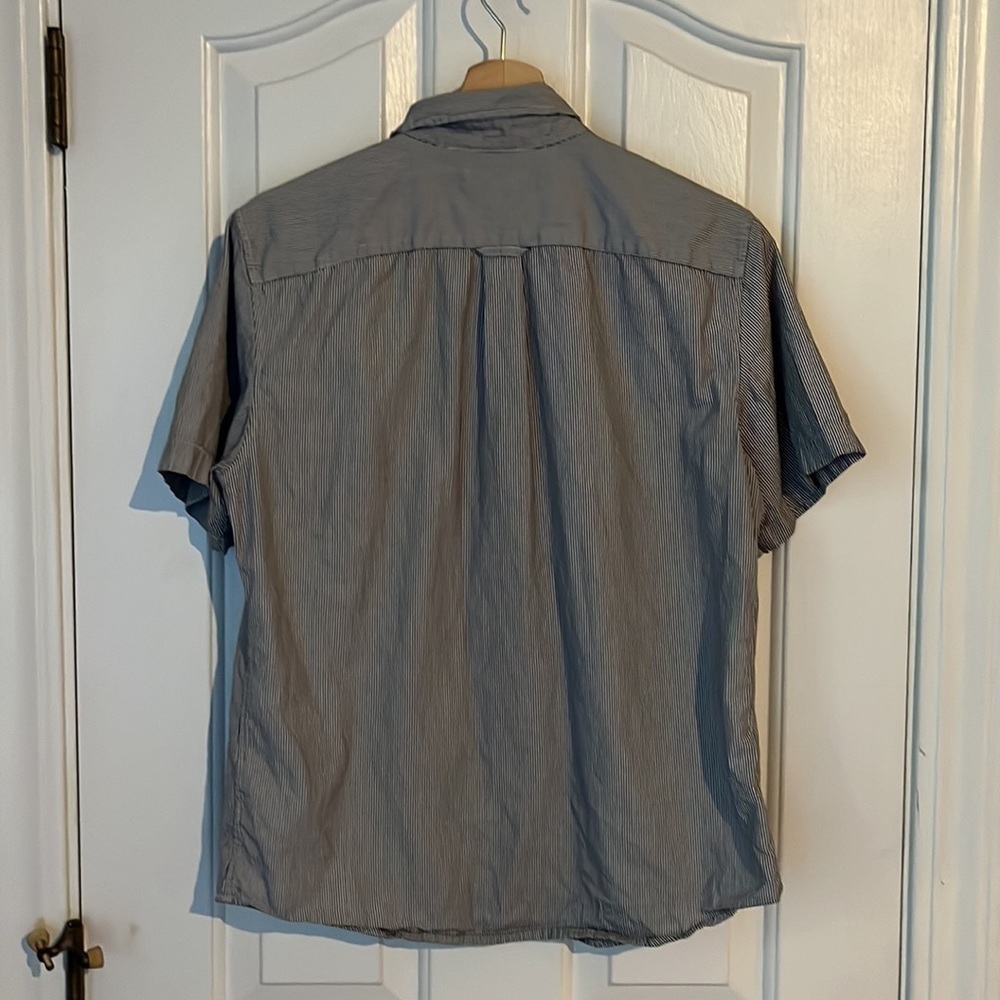 Everlane | The Air Oxford Short-Sleeve Shirt Navy Blue Stripes Medium Classic‎ - Picture 7 of 8